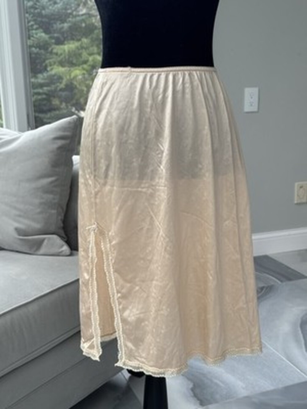 Vintage Givenchy Underdressings Slip Skirt Size Small Logo Floral Print